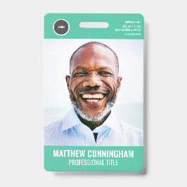 Crachá Logotipo Redondo de Código de Barras com Nome e Fo