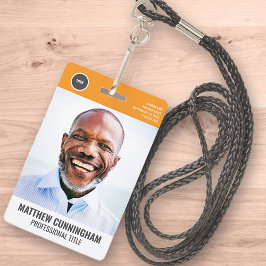 Crachá Logotipo Redondo Moderno  Foto do Funcionário Nome