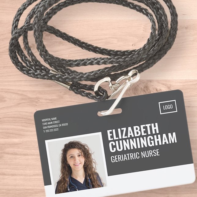 Crachá Logotipo Retangular Enfermeira Foto Código de Barr (Criador carregado)