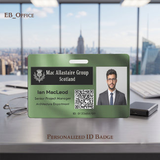 Crachá Logotipo Retangular Personalizado em Foto ID Metál