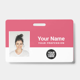 Crachá Logotipo rosa Girado Personalizado Nome ID Lanyard