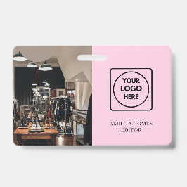 Crachá Logotipo Rosa Moderno | Design de Identidade para