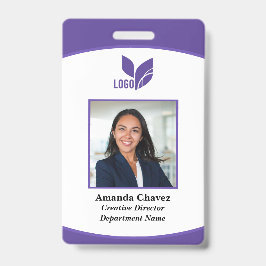 Crachá Logotipo roxo ID de foto do funcionário da empresa