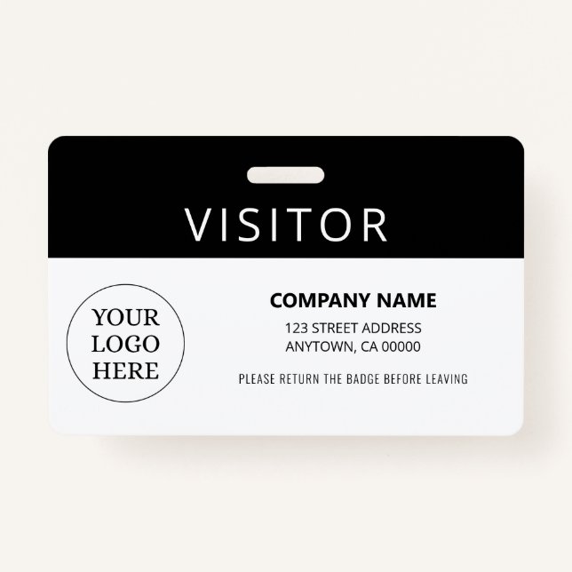 Crachá Logotipo simples da empresa Black Visitor Pass (Frente)
