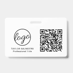 Crachá Logotipo simples personalizado Código QR de ID do