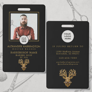 Crachá Loja de Barbeiros Master Gold Stag Equipe da Barbe