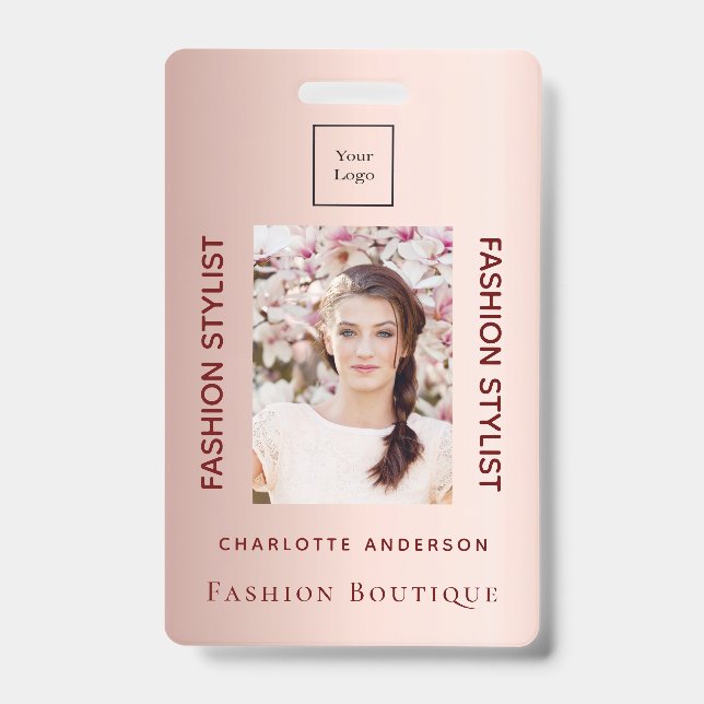 Crachá Loja de moda rosa ouro luxuoso (Frente)