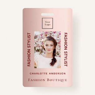 Crachá Loja de moda rosa ouro luxuoso