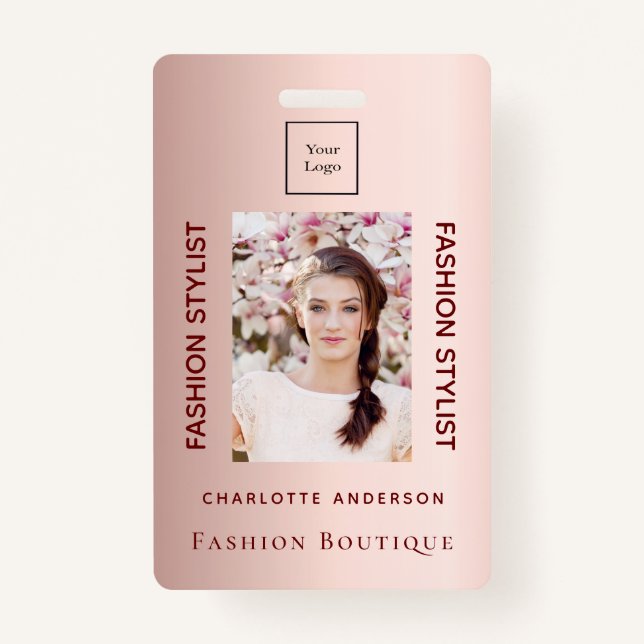 Crachá Loja de moda rosa ouro luxuoso (Frente)