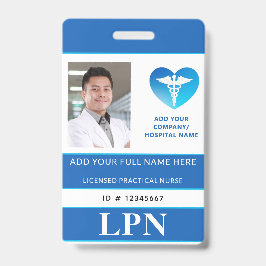 Crachá LPN vertical, enfermeiro prático licenciado, ID de
