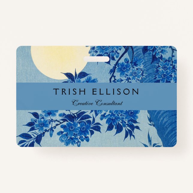 Crachá Lua Noite Noite de Lua Azul Árvore (Frente)