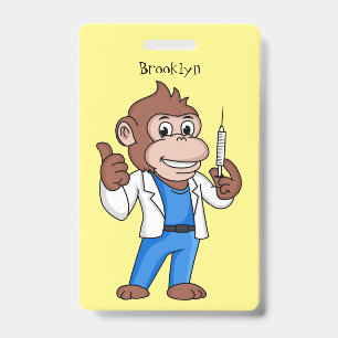 Crachá Macaquinho orangotango engraçado cartoon médico