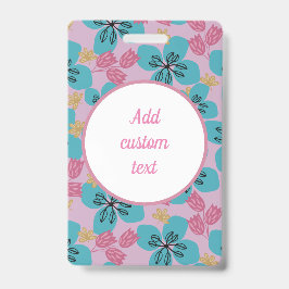 Crachá Mãe de nome cor-de-rosa floral personalizado