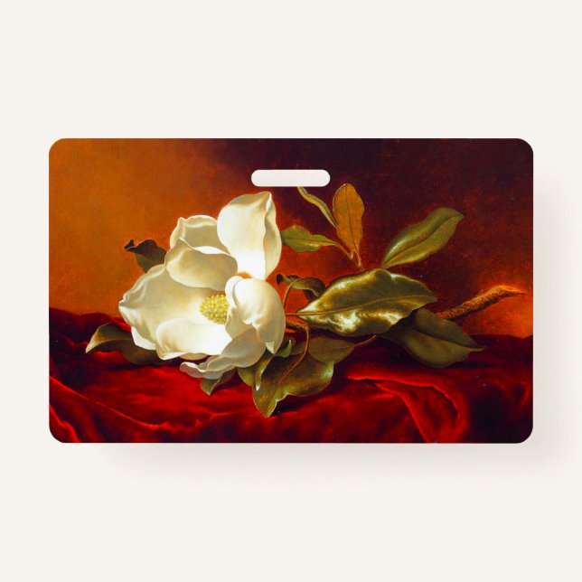 Crachá Magnolia em Red Velvet Martin Johnson Heade (Frente)