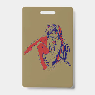 Crachá Mangá Americano Neko Garota-Gato Kawaii Anime