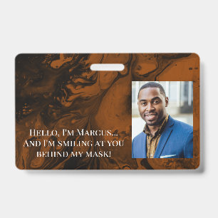 Crachá Marble Laranja Negro e Queimado Olá Atrás da Másca