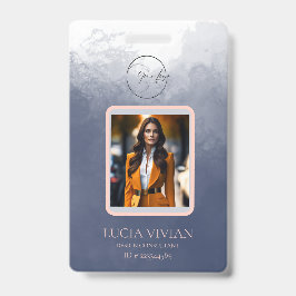 Crachá Marinho Azul Cor bidirecional QRcode Foto para o N