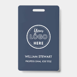 Crachá Marinho Azul logotipo comercial Empresa Funcionari