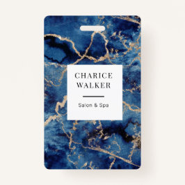 Crachá marinho azul ondas dourado oceano salão monograma 