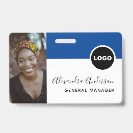 Crachá Marinho Azul para ID de Foto do Funcionário Segura