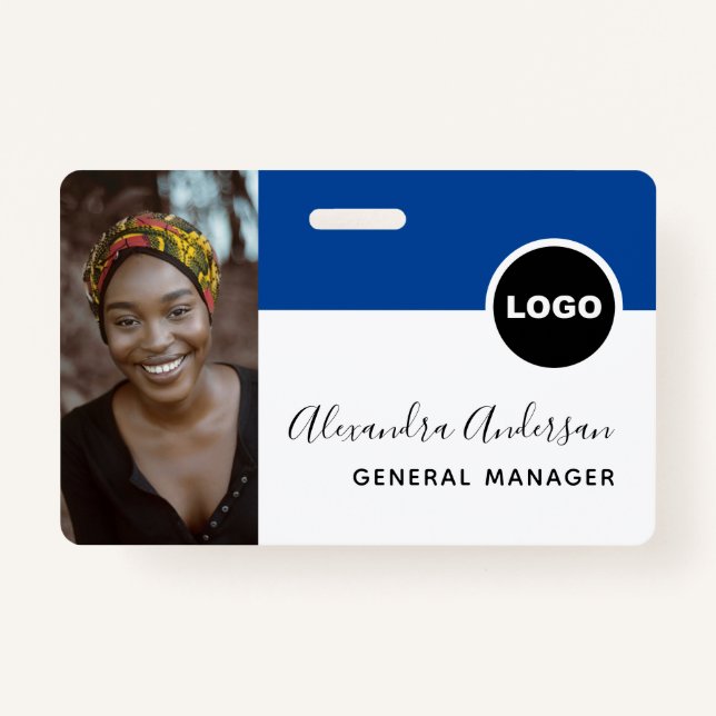 Crachá Marinho Azul para ID de Foto do Funcionário Segura (Frente)