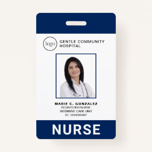 Crachá Marinho Médico Enfermeiro Blue Hospital Logo ID