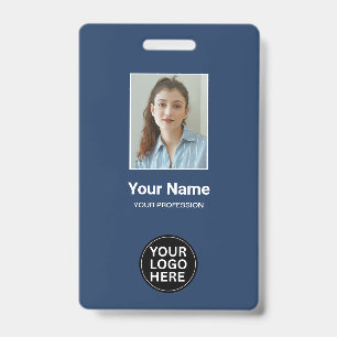 Crachá Marinho Personalizado Azul para ID de Fotografia d