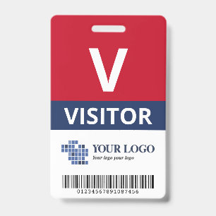 Crachá Marinho vermelho Adicione seu visitante de logotip