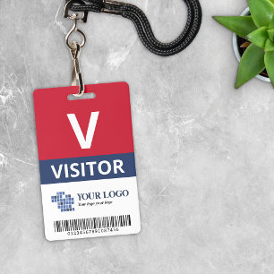 Crachá Marinho vermelho Adicione seu visitante de logotip