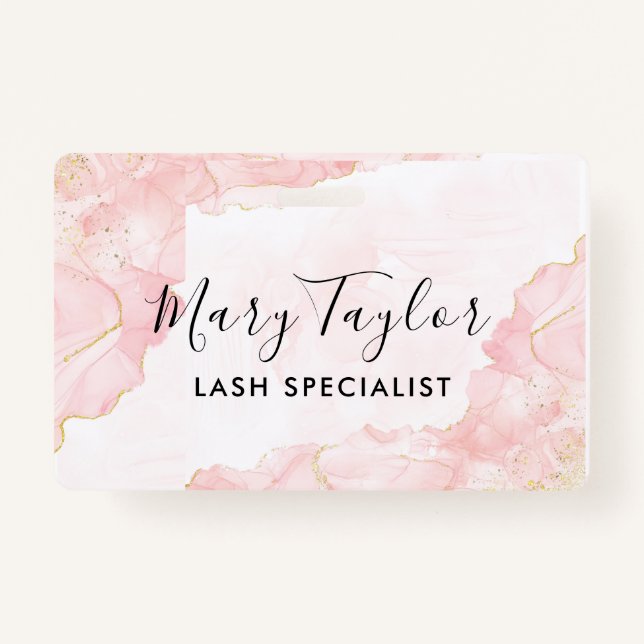 Crachá Mármaco brilhante Dourado cor-de-rosa Elegante (Frente)