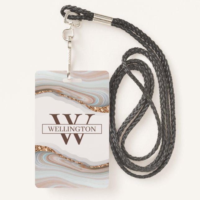 Crachá mármore agate Stone (Costas com Cordão)