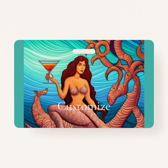 Crachá Martini Mermaid Thunder_Cove de cabelos longos (Frente)