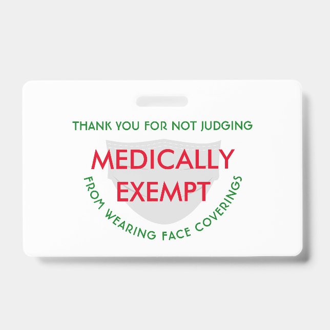 Crachá Máscara Branca Isenta Médica (Frente)
