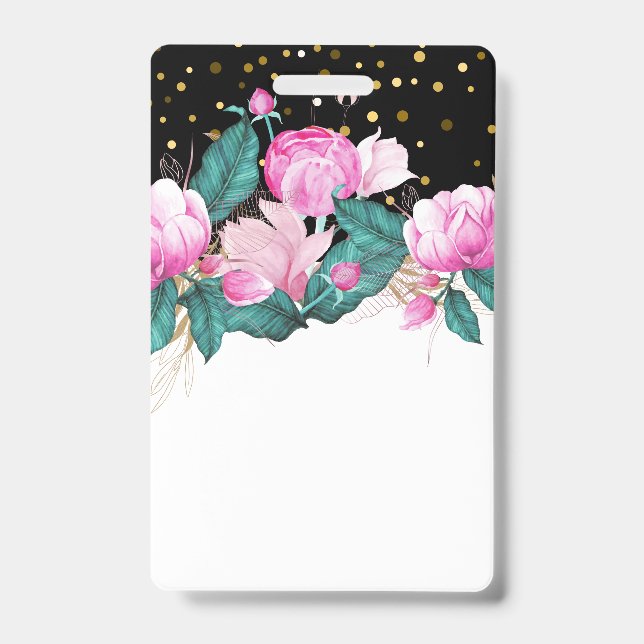 Crachá Material de escritório para eventos planos cor-de- (Frente)