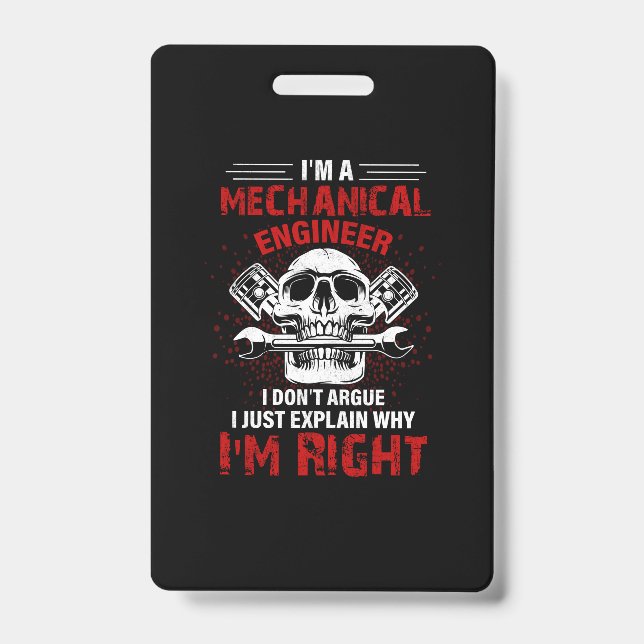 Crachá Mechanic I Am A Mechanical Engineer (Frente)