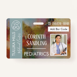 Crachá Medica Photo ID Floral Abstrato