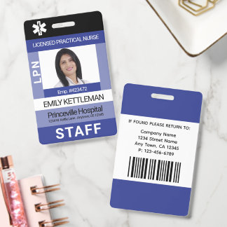 Crachá Medical Staff Photo ID Badge - Editable