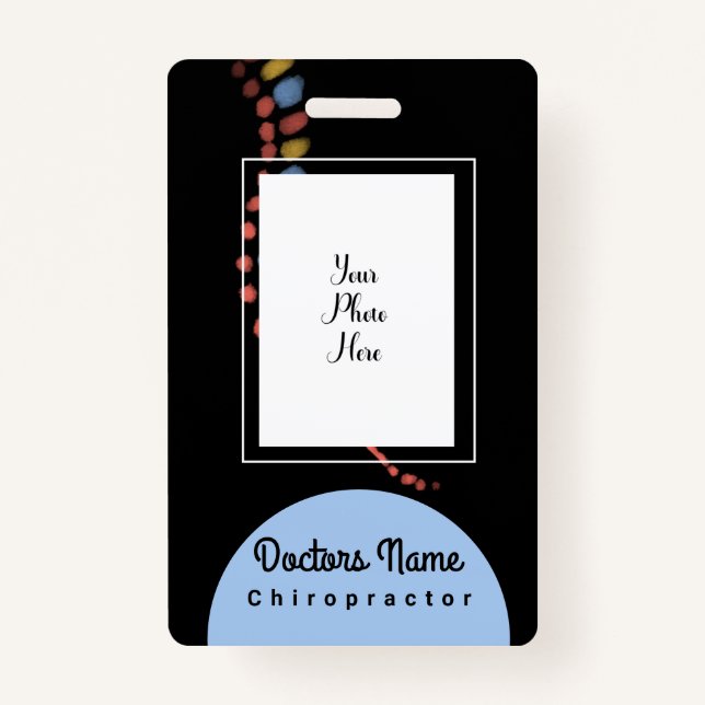Crachá Médico Chiropractor Watercolor Spine (Frente)