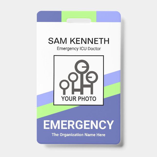 Crachá Médico das Linhas de Cobertura Verde Azul (Frente)
