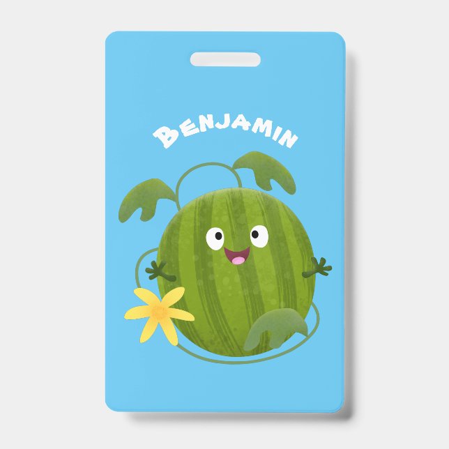Crachá Meloa de desenho animado sorridente e fofa (Frente)