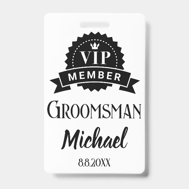 Crachá membro vip padrinho personalizado  casamento (Frente)