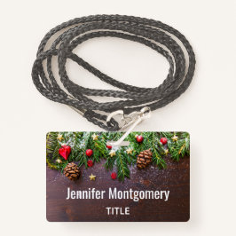 Crachá Mesa de Natal russa com pinheiro e neve