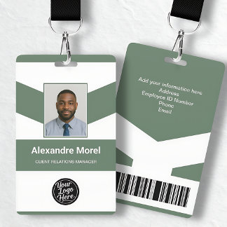 Crachá Minimalist Green Chevron Professional Name Tag