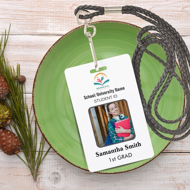 Crachá Minimalist Homeschool Student ID Badge with Photo (Minimalist Homeschool Student ID Badge with Photo)