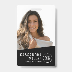 Crachá Minimalista simples ID da sua empresa de logotipo