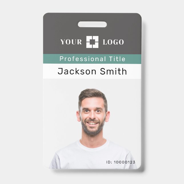 crachá mínimo personalizado de foto e nome de func (Frente)