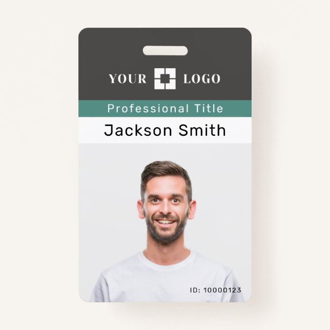 crachá mínimo personalizado de foto e nome de func (Frente)