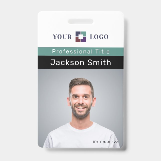 Crachá mínimo personalizado de foto e nome do func (Frente)