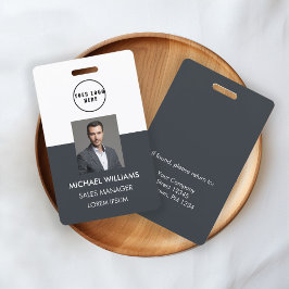 Crachá Mitarbeiter Foto-ID Weiß Schwarzgrau Ausweis