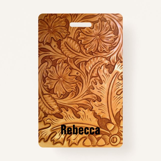 Crachá Moda russa de caubói marrom (Frente)